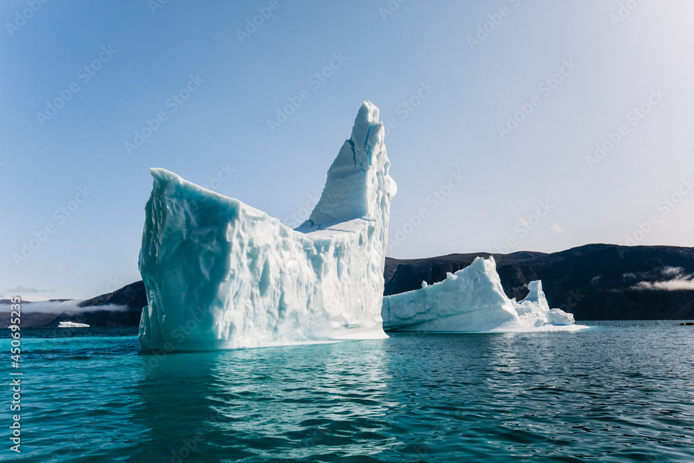 Iceberg in the shape of a ship, climate change